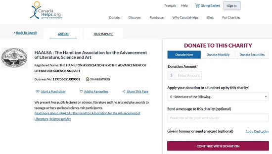 Figure 3. Below the Donate Now tab.