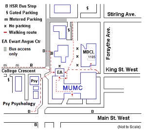 Map not found; shows the area around MUMC on the McMaster campus.